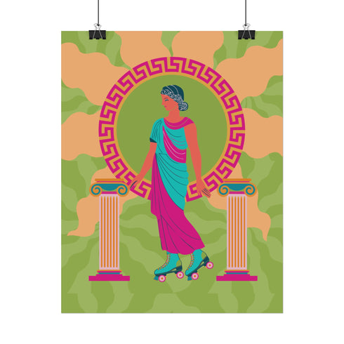 Roller Skating Grecian Goddess Art Print